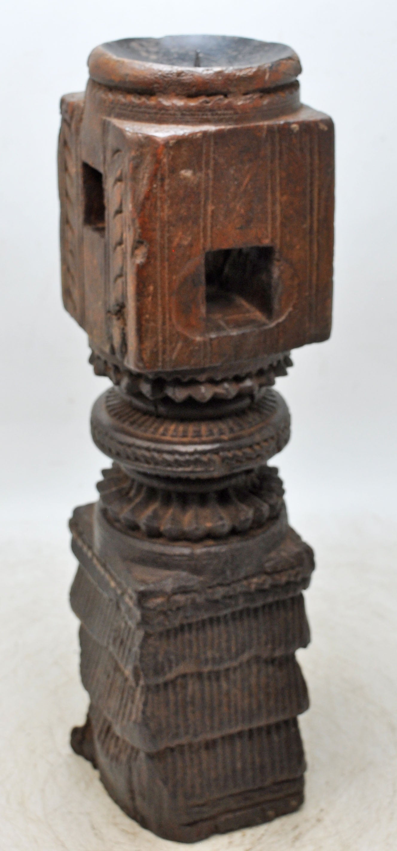 Antique Wooden Paga Candle Holder Stand Original Old Very Fine Hand Carved