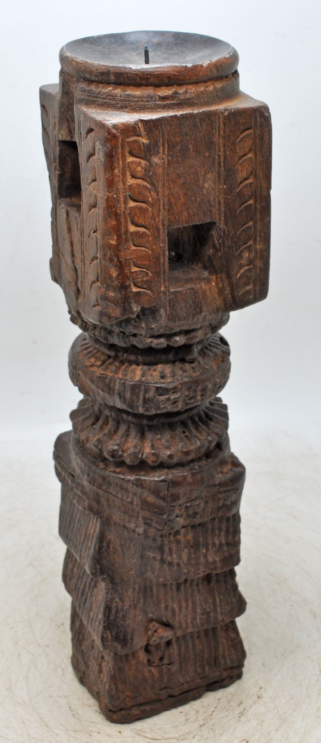 Antique Wooden Paga Candle Holder Stand Original Old Very Fine Hand Carved