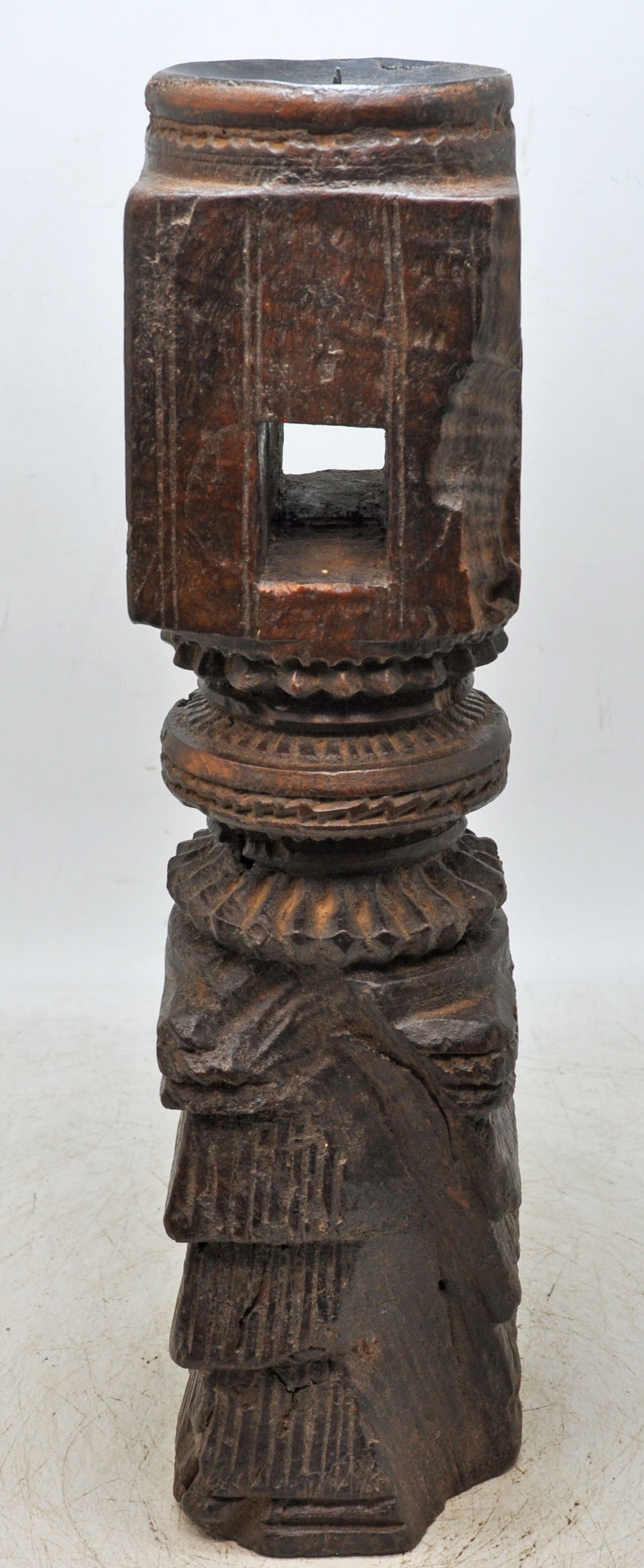 Antique Wooden Paga Candle Holder Stand Original Old Very Fine Hand Carved