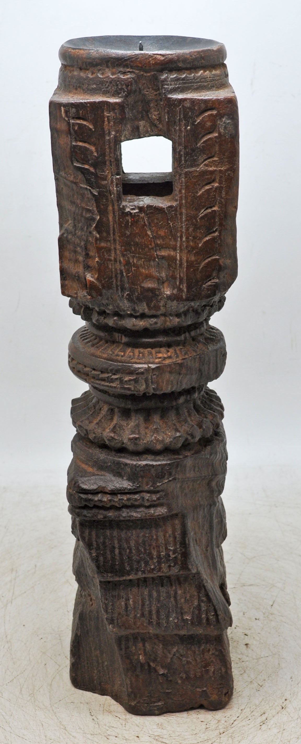 Antique Wooden Paga Candle Holder Stand Original Old Very Fine Hand Carved