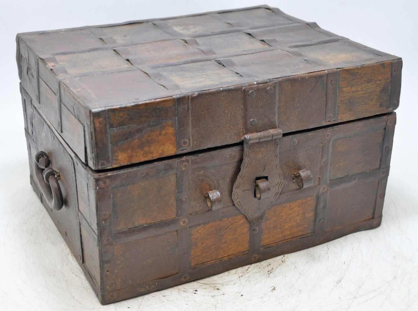 Vintage Wooden Large Storage Chest Box Original Old Hand Crafted Metal Fitted