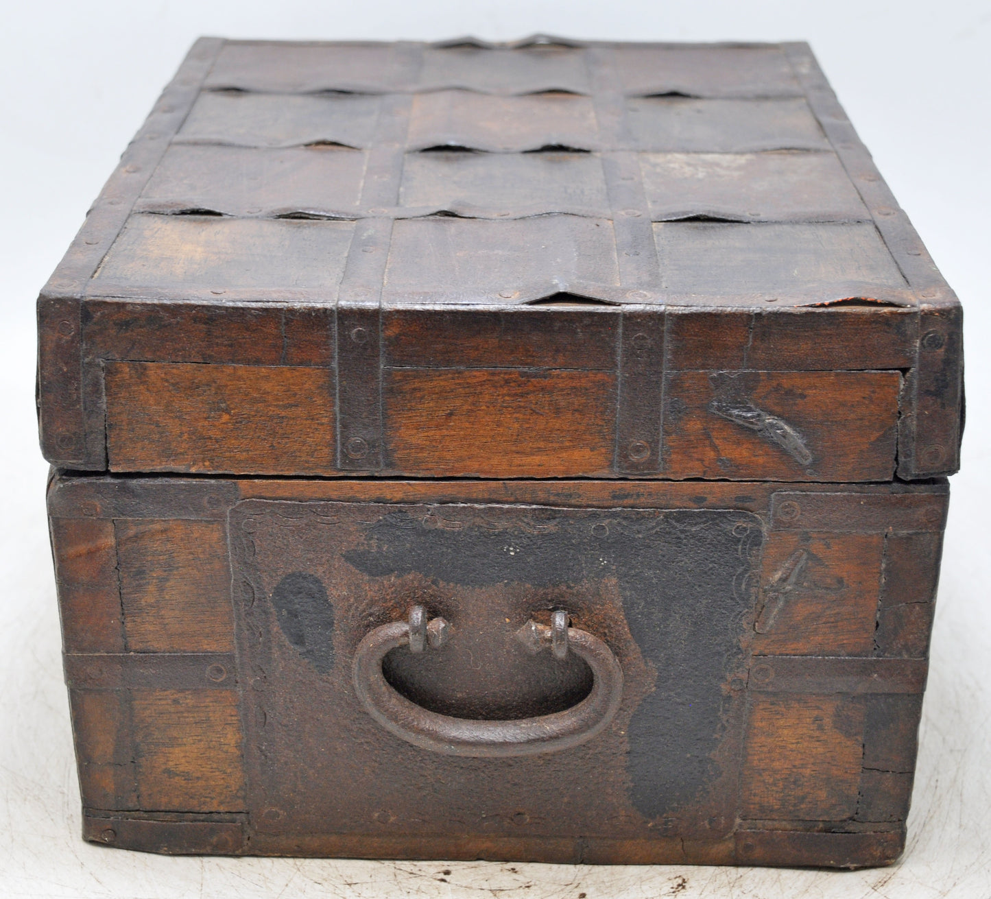 Vintage Wooden Large Storage Chest Box Original Old Hand Crafted Metal Fitted