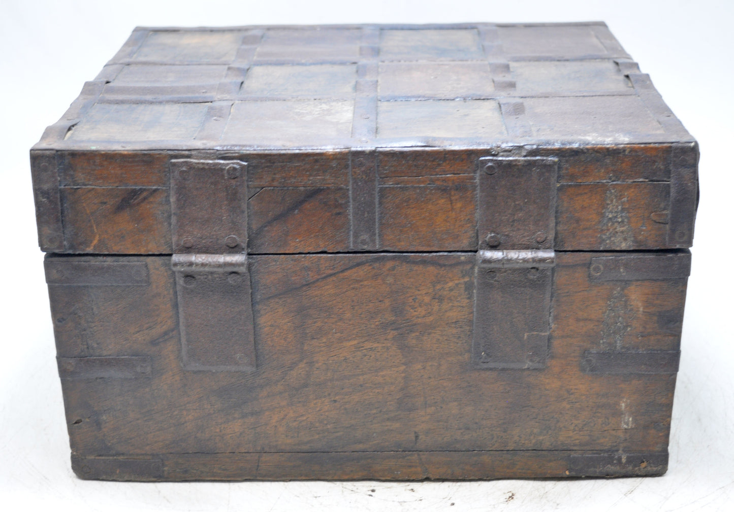 Vintage Wooden Large Storage Chest Box Original Old Hand Crafted Metal Fitted