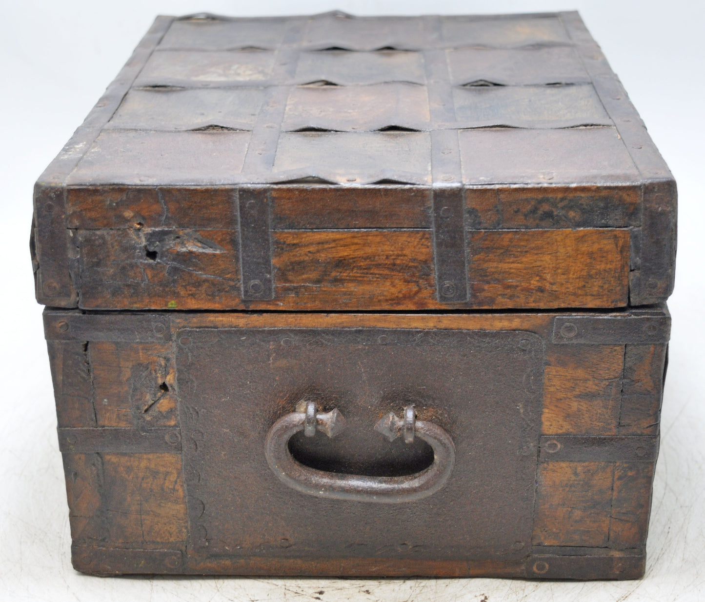 Vintage Wooden Large Storage Chest Box Original Old Hand Crafted Metal Fitted