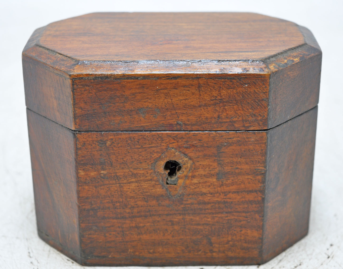 Vintage Wooden Hexagonal Small Storage Box Original Old Hand Crafted