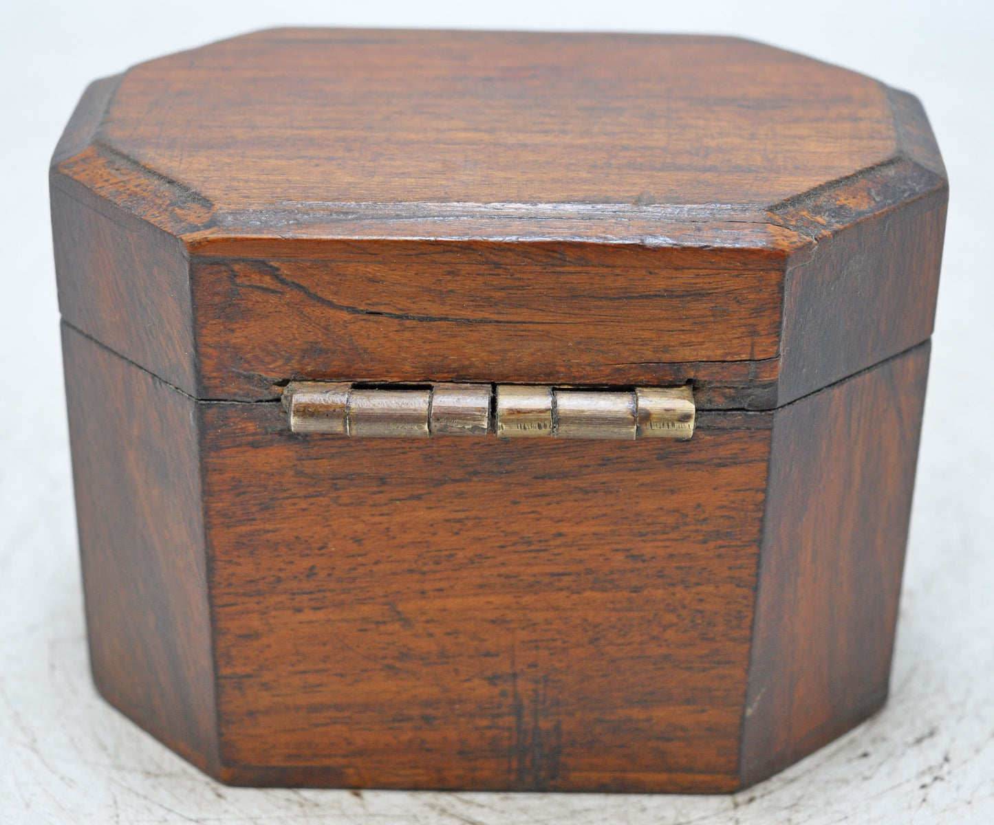 Vintage Wooden Hexagonal Small Storage Box Original Old Hand Crafted