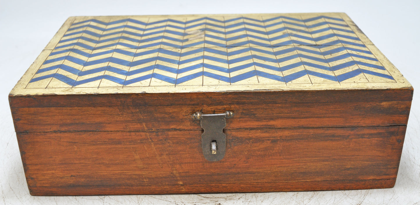 Vintage Wooden Storage Box Original Old Hand Crafted Painted