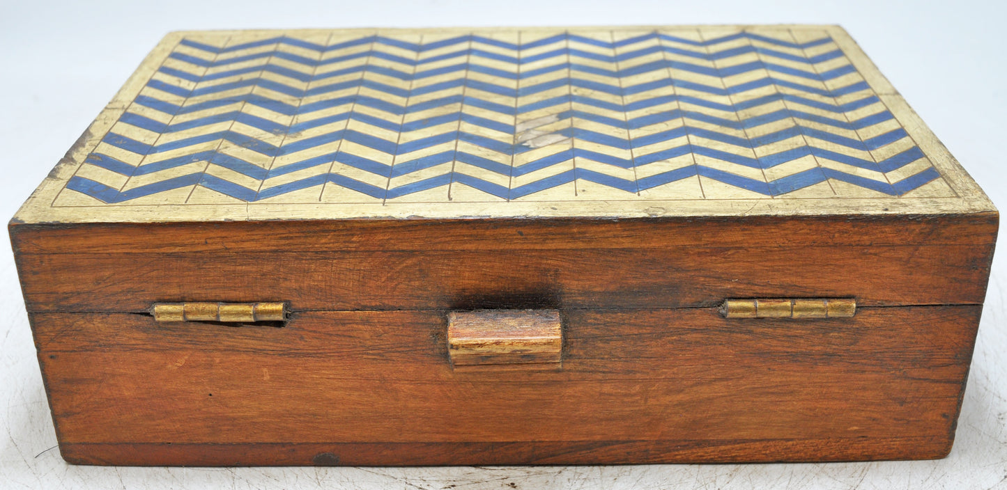 Vintage Wooden Storage Box Original Old Hand Crafted Painted
