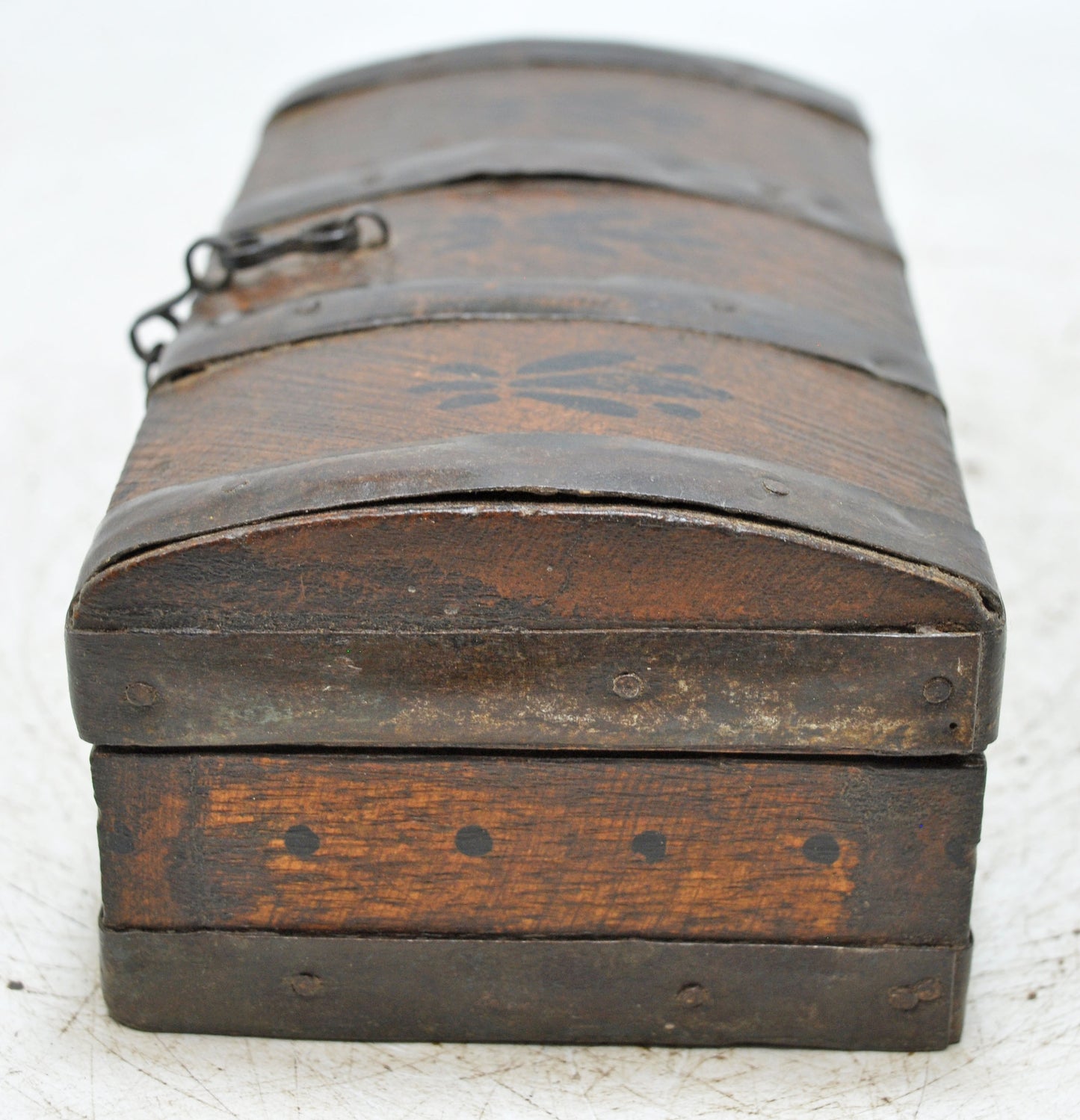 Vintage Wooden Small Storage Box Original Old Hand Crafted Metal Fitted