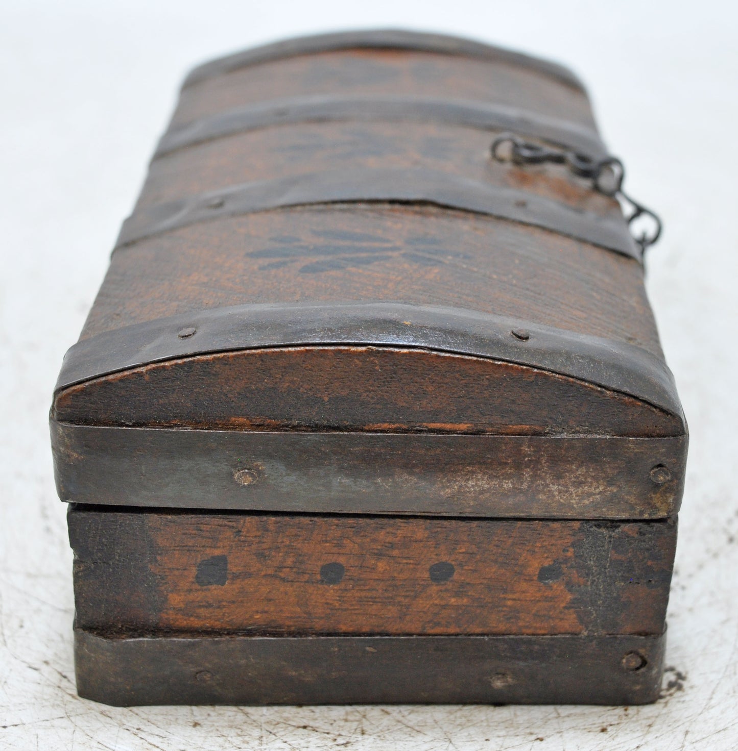 Vintage Wooden Small Storage Box Original Old Hand Crafted Metal Fitted