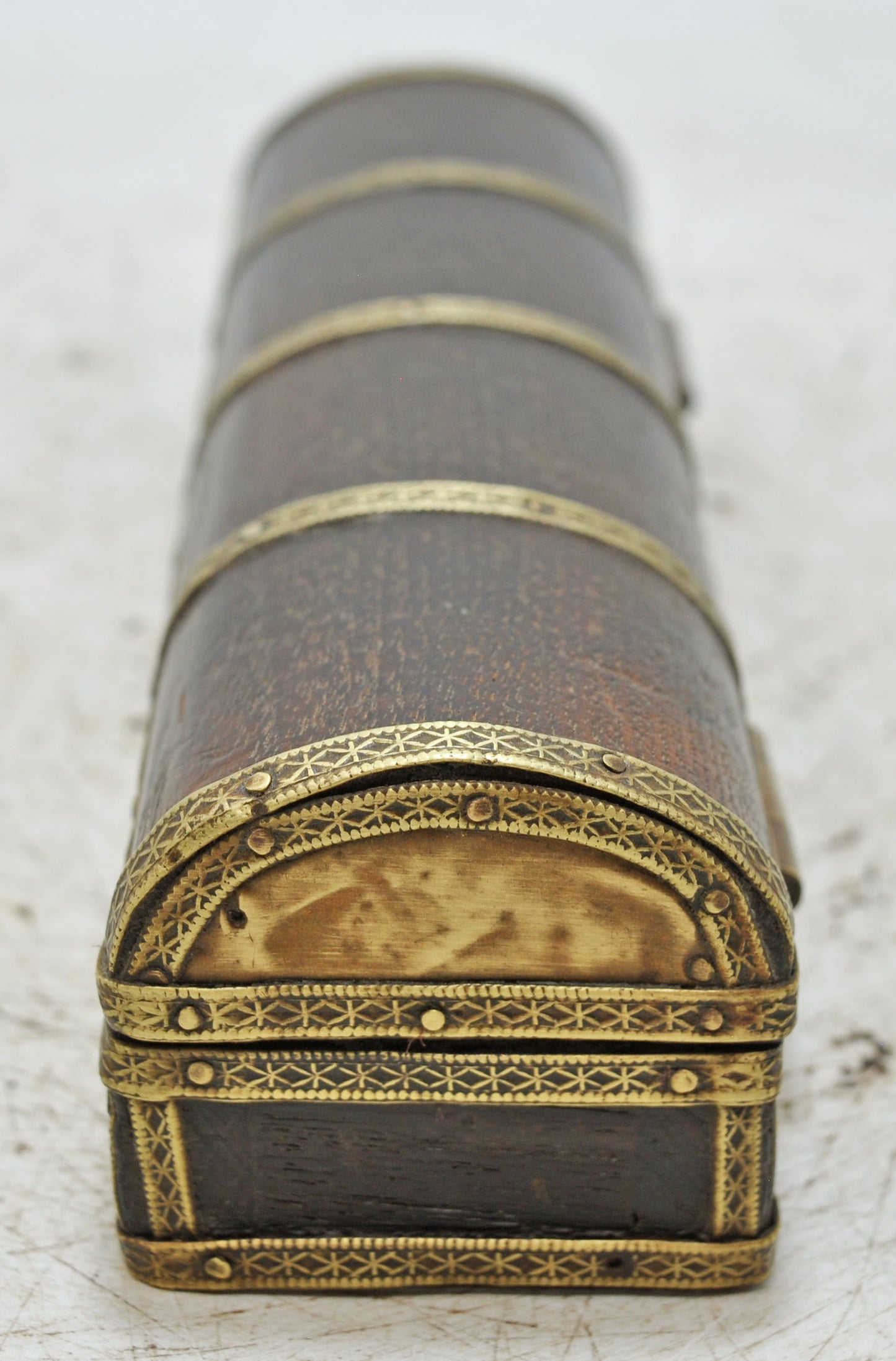 Vintage Wooden Pencil Stationary Box Original Old Hand Crafted Brass Fitted
