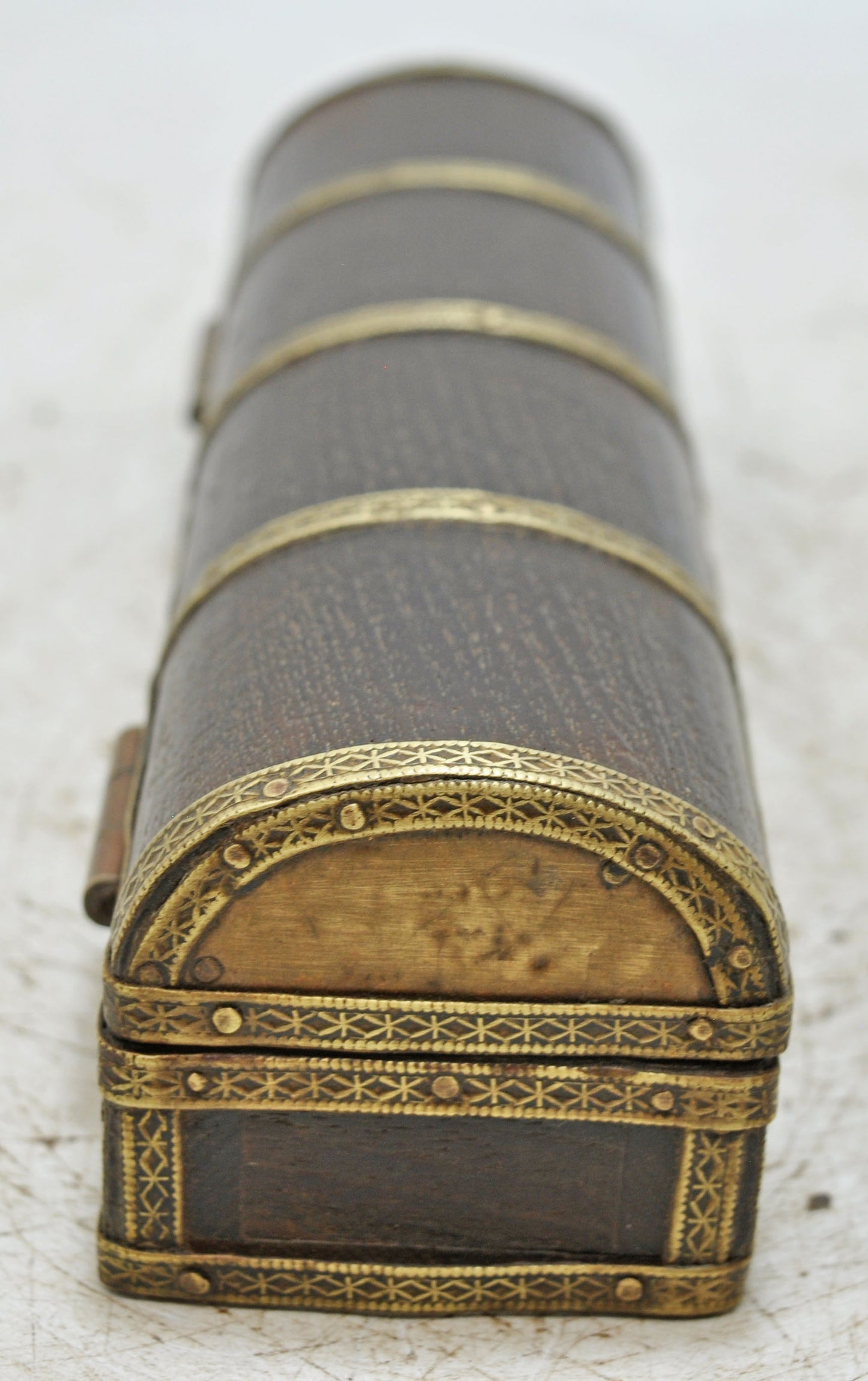 Vintage Wooden Pencil Stationary Box Original Old Hand Crafted Brass Fitted