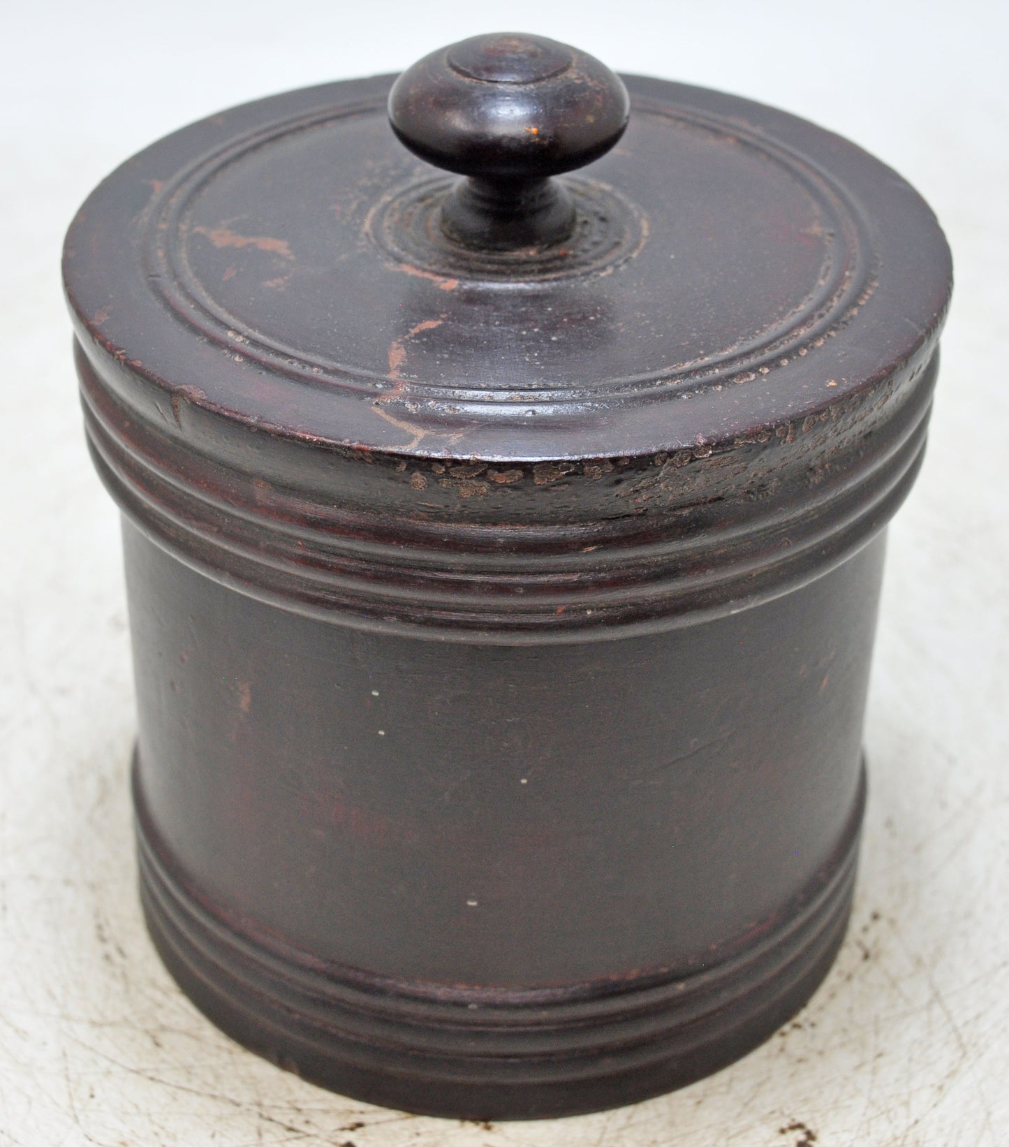 Antique Wooden Kum Kum Powder Tika Box Original Old Hand Carved Lacquer Painted