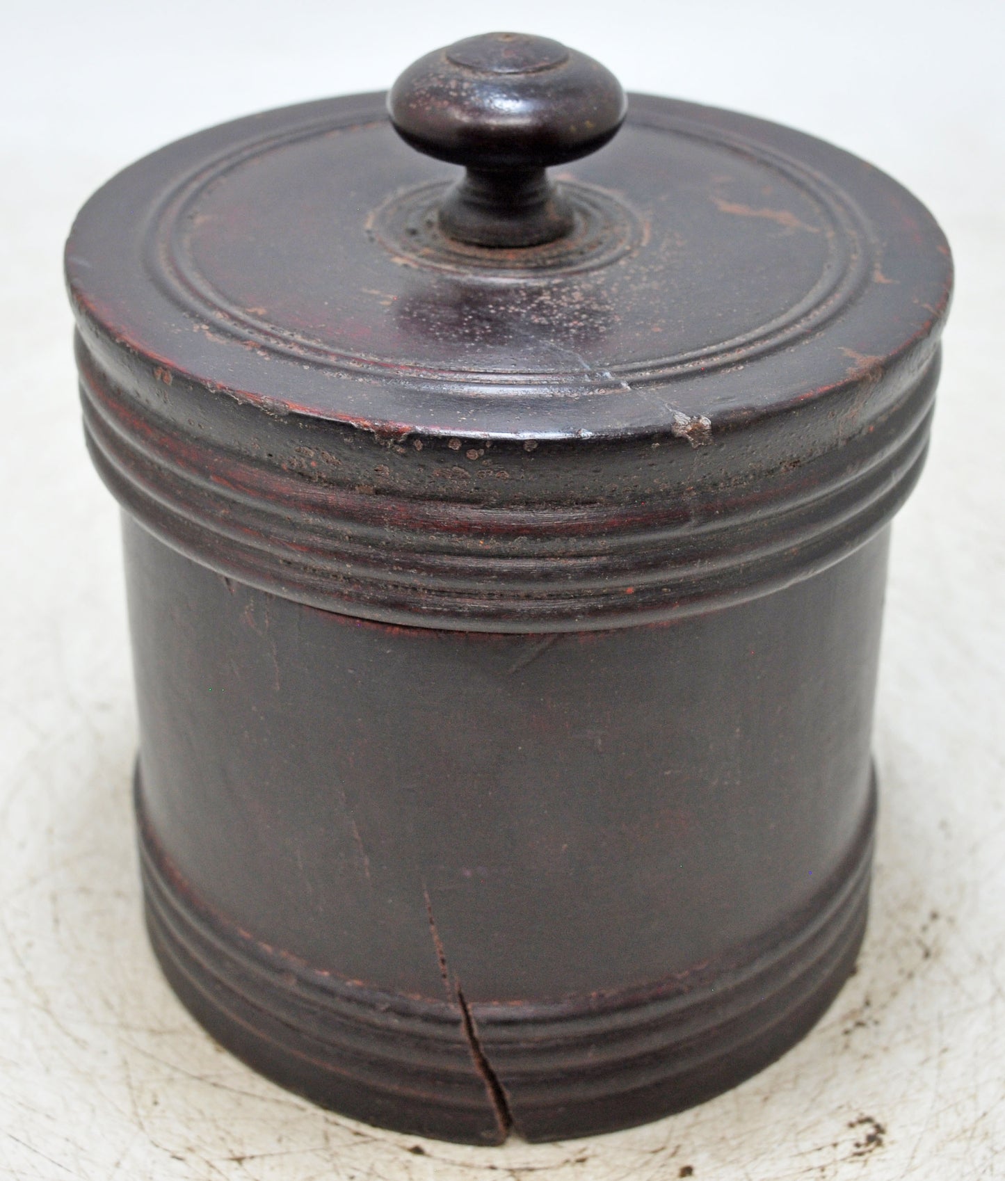 Antique Wooden Kum Kum Powder Tika Box Original Old Hand Carved Lacquer Painted