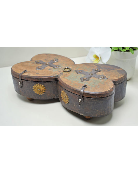 Antique Wooden Large Spice Box Original Old Fine Hand Carved