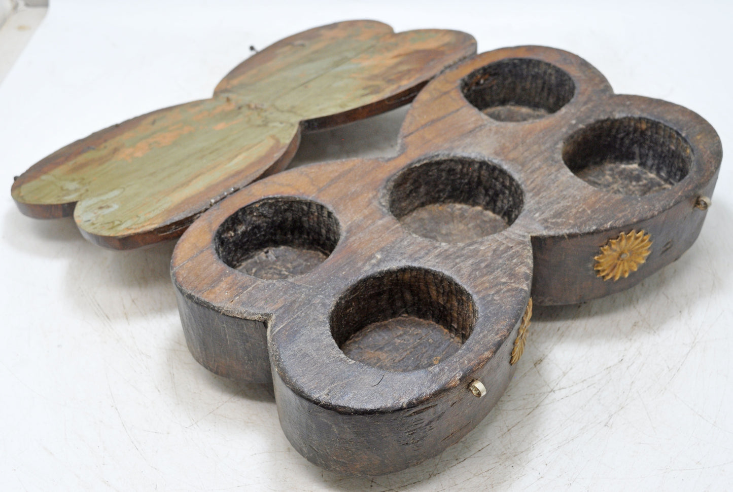 Antique Wooden Large Spice Box Original Old Fine Hand Carved