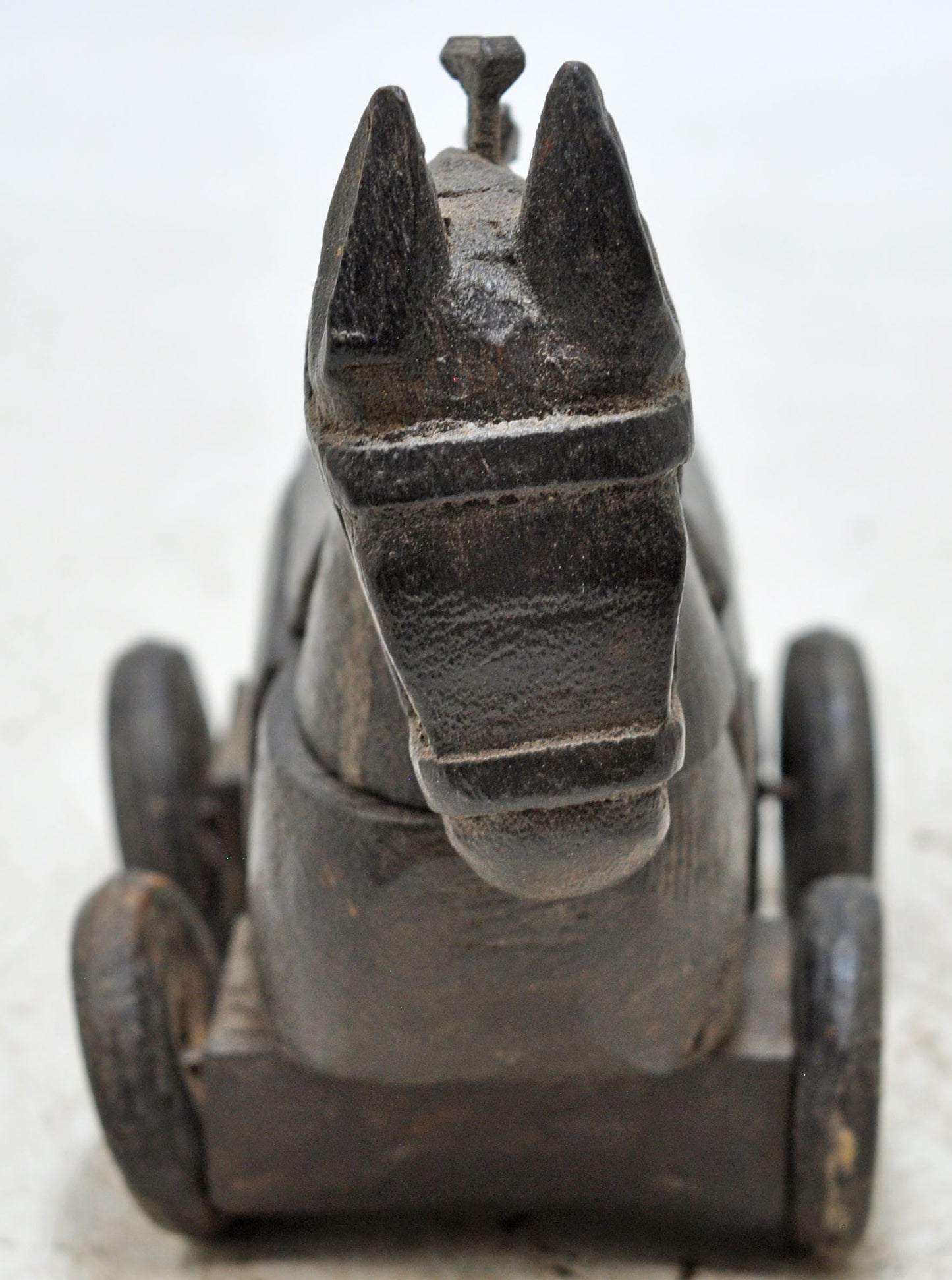 Vintage Wooden Horse on Wheels Figurine Spice Box Original Old Hand Carved