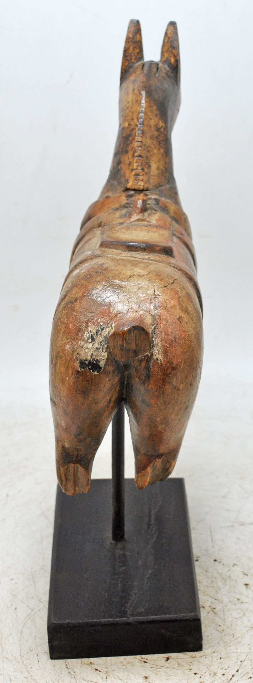 Vintage Wooden Horse Figurine on Stand Original Old Hand Carved