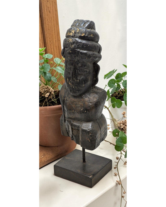 Vintage Wooden Musician Man Figurine Original Old Hand Carved