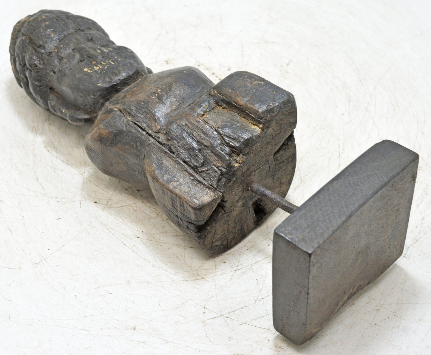Vintage Wooden Musician Man Figurine Original Old Hand Carved