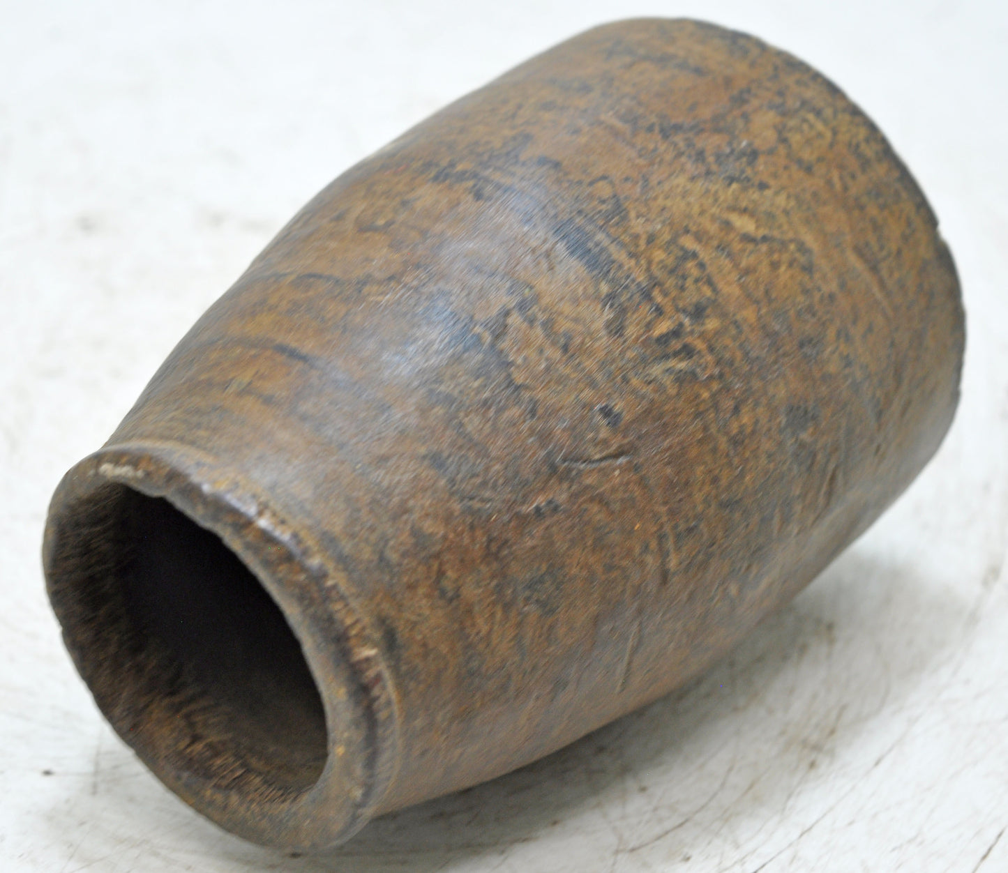 Antique Wooden Small Round Grain Measurement Paili Pot Original Old Hand Carved