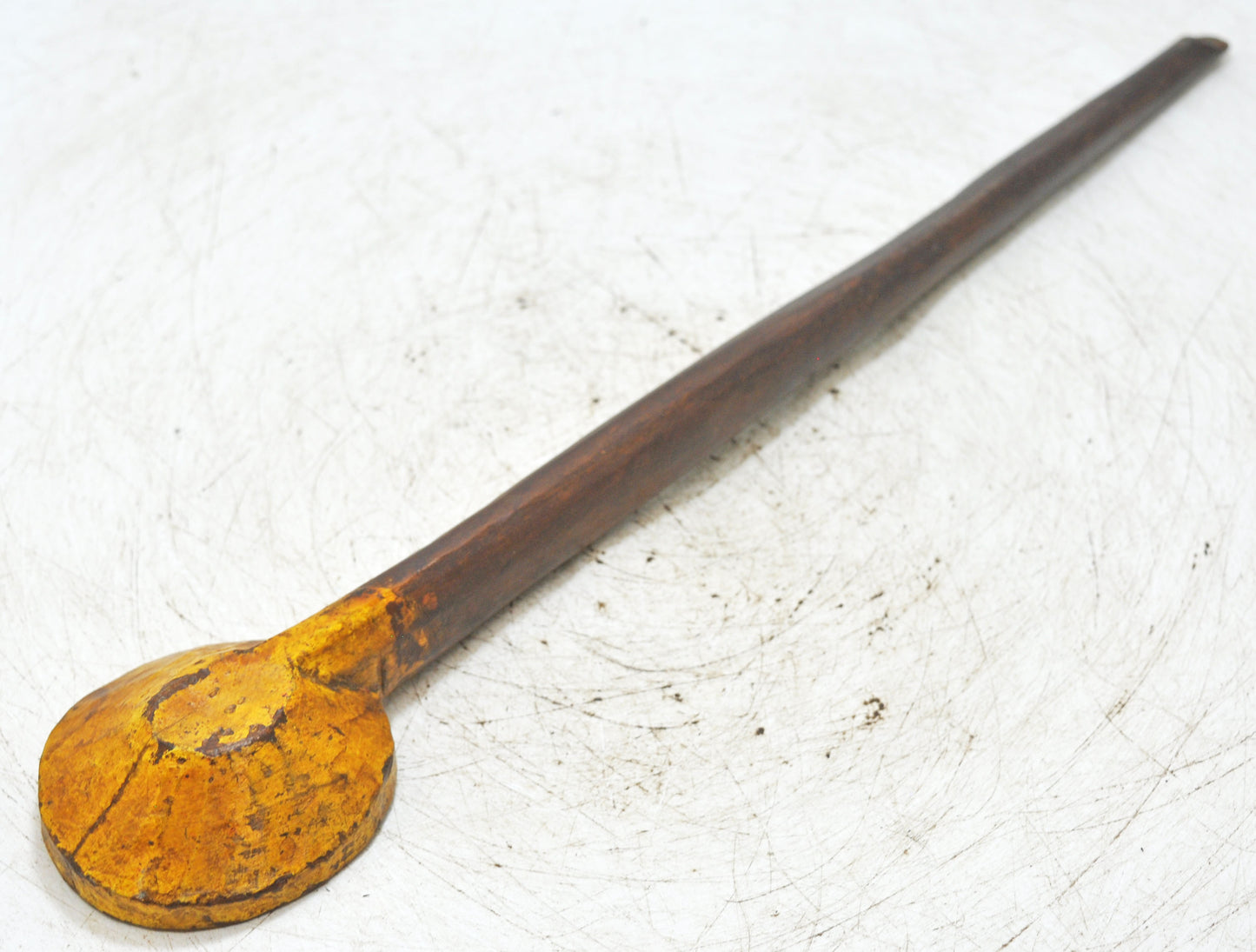 Antique Wooden Long Kitchenware Spoon Original Old Hand Carved