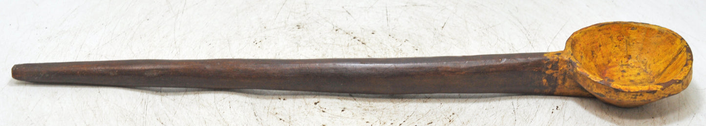 Antique Wooden Long Kitchenware Spoon Original Old Hand Carved
