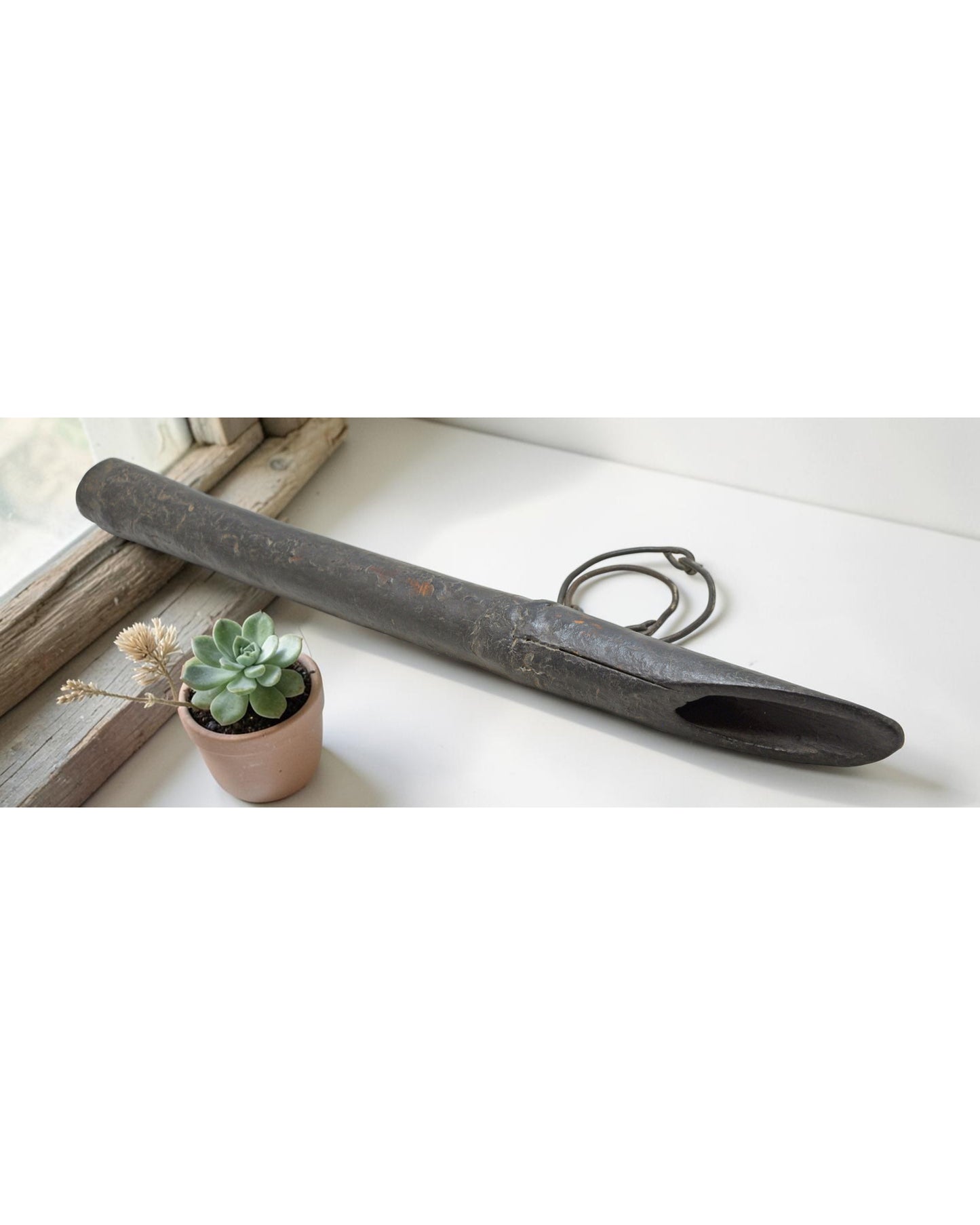 Antique Wooden Long Animals Medicine Pipe Original Old Fine Hand Carved