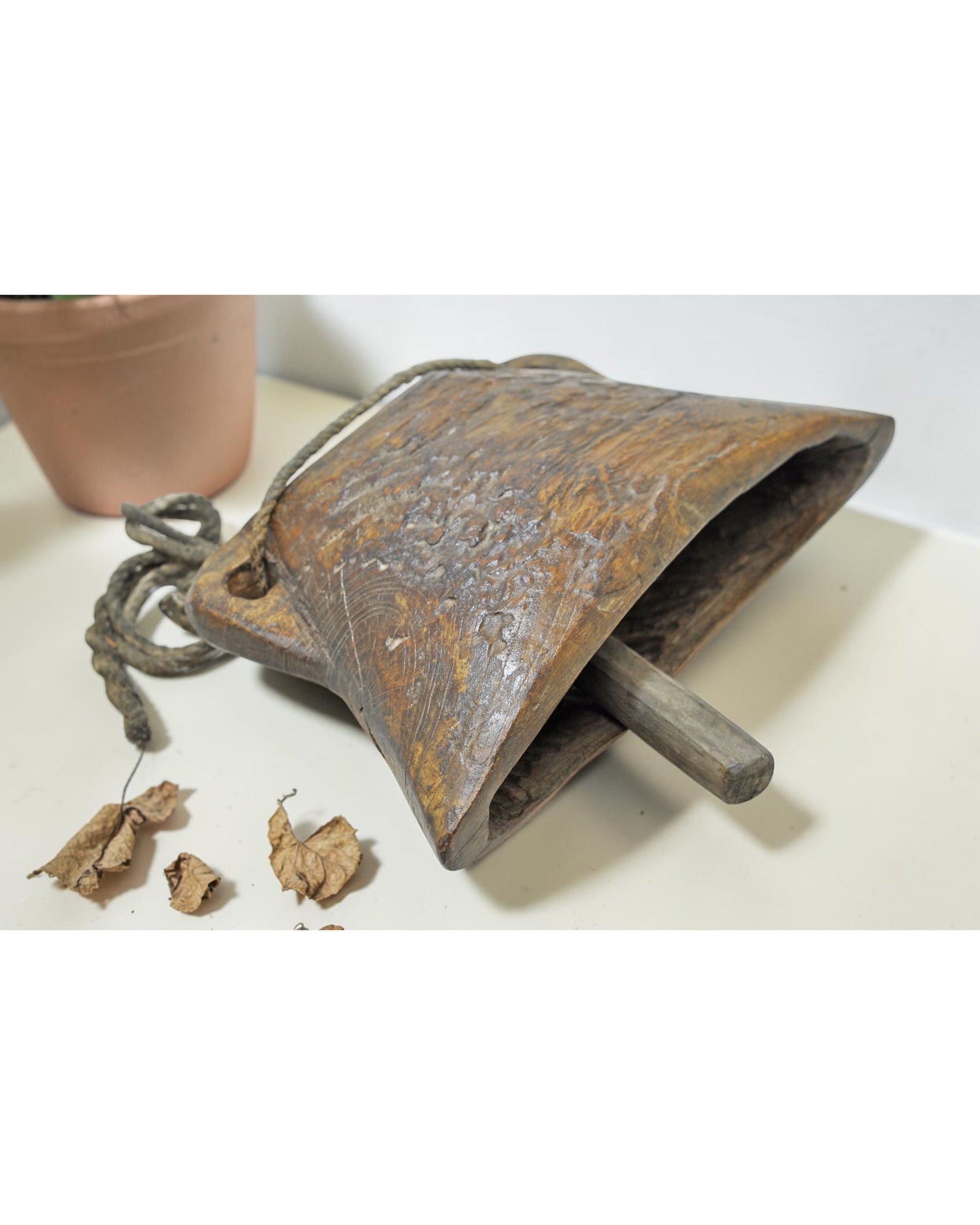 Antique Wooden Animals Cow Bell Original Old Hand Carved
