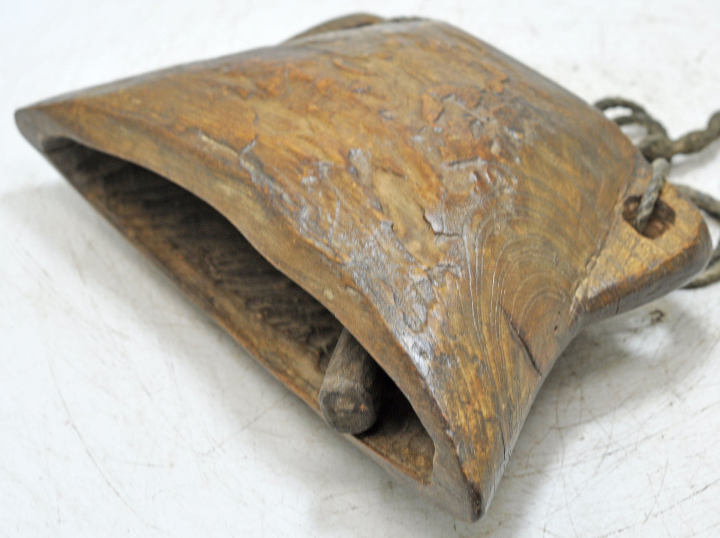 Antique Wooden Animals Cow Bell Original Old Hand Carved