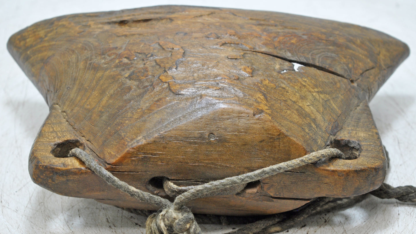 Antique Wooden Animals Cow Bell Original Old Hand Carved