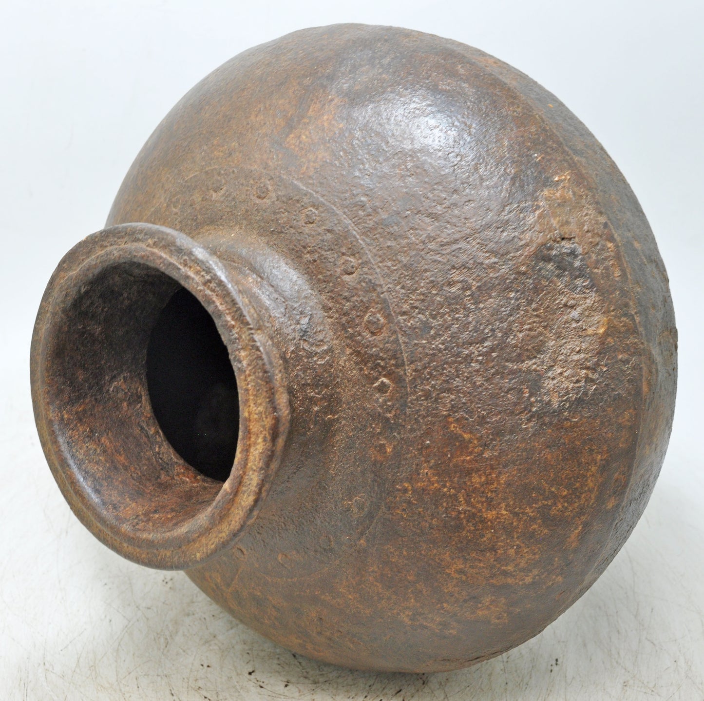 Antique Iron Round Kitchenware Large Water Storage Matka Pot Original Old Hand Engraved