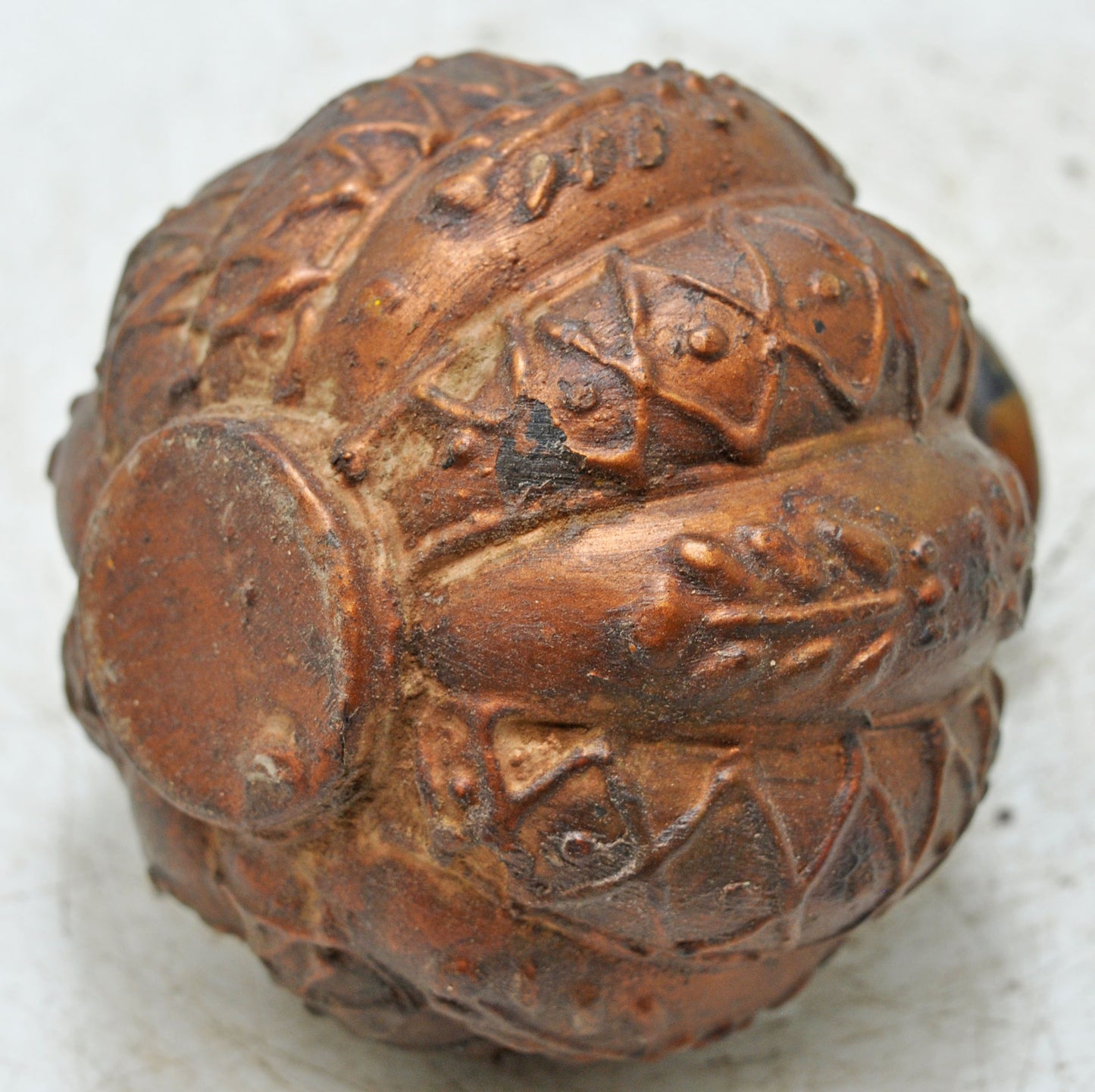 Vintage Iron Small Round Oil Pot Original Old Hand Crafted Engraved