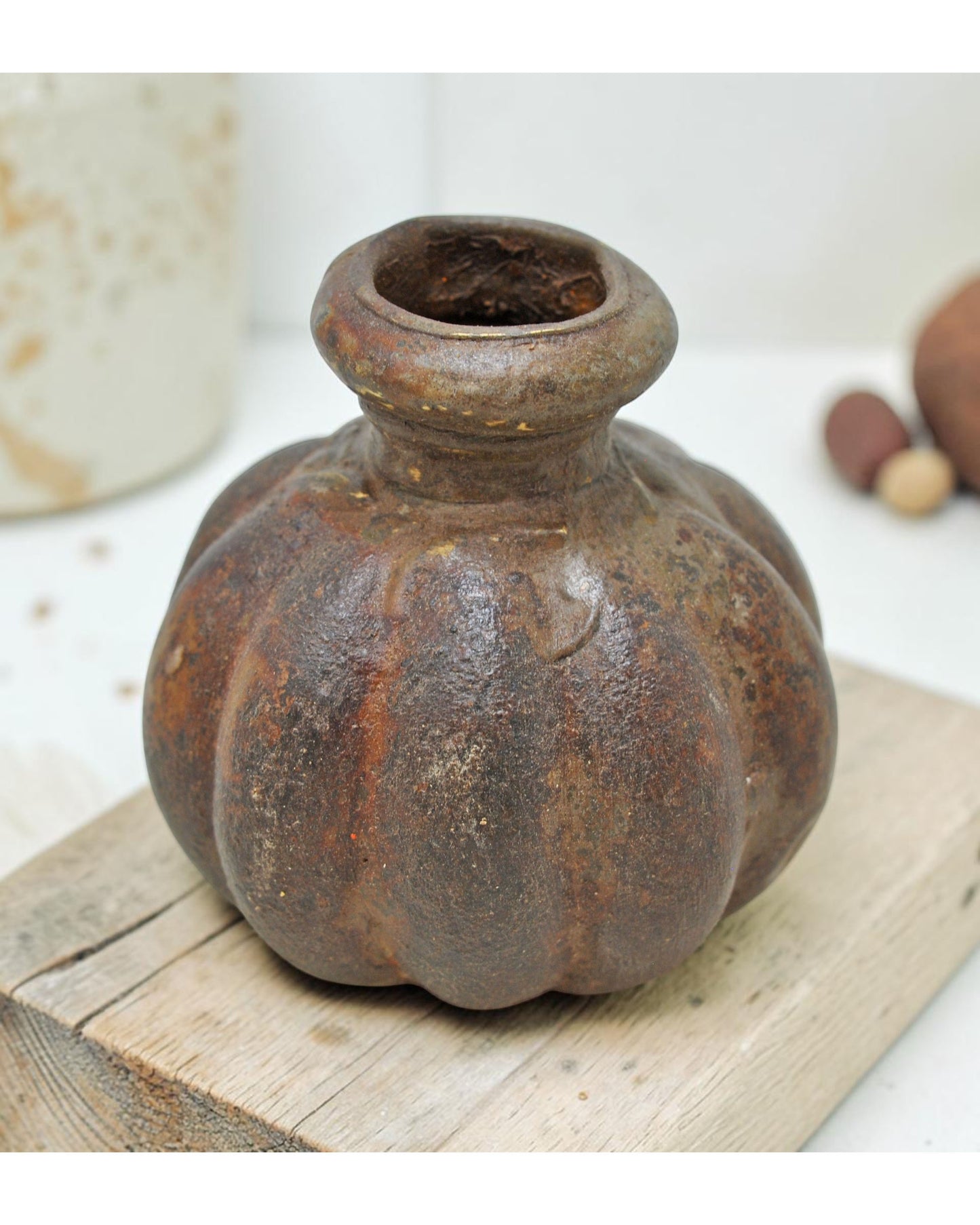 Vintage Iron Small Round Oil Pot Original Old Hand Crafted Engraved