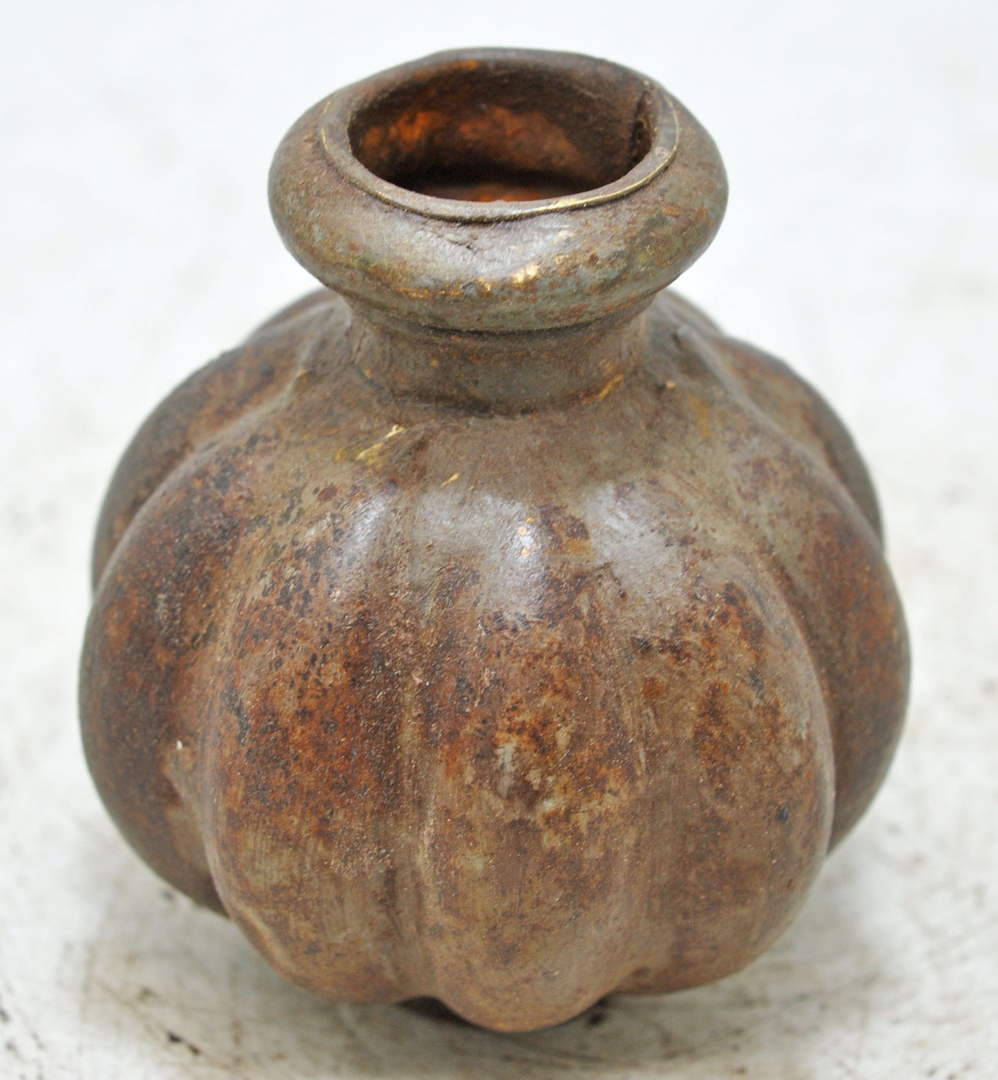 Vintage Iron Small Round Oil Pot Original Old Hand Crafted Engraved