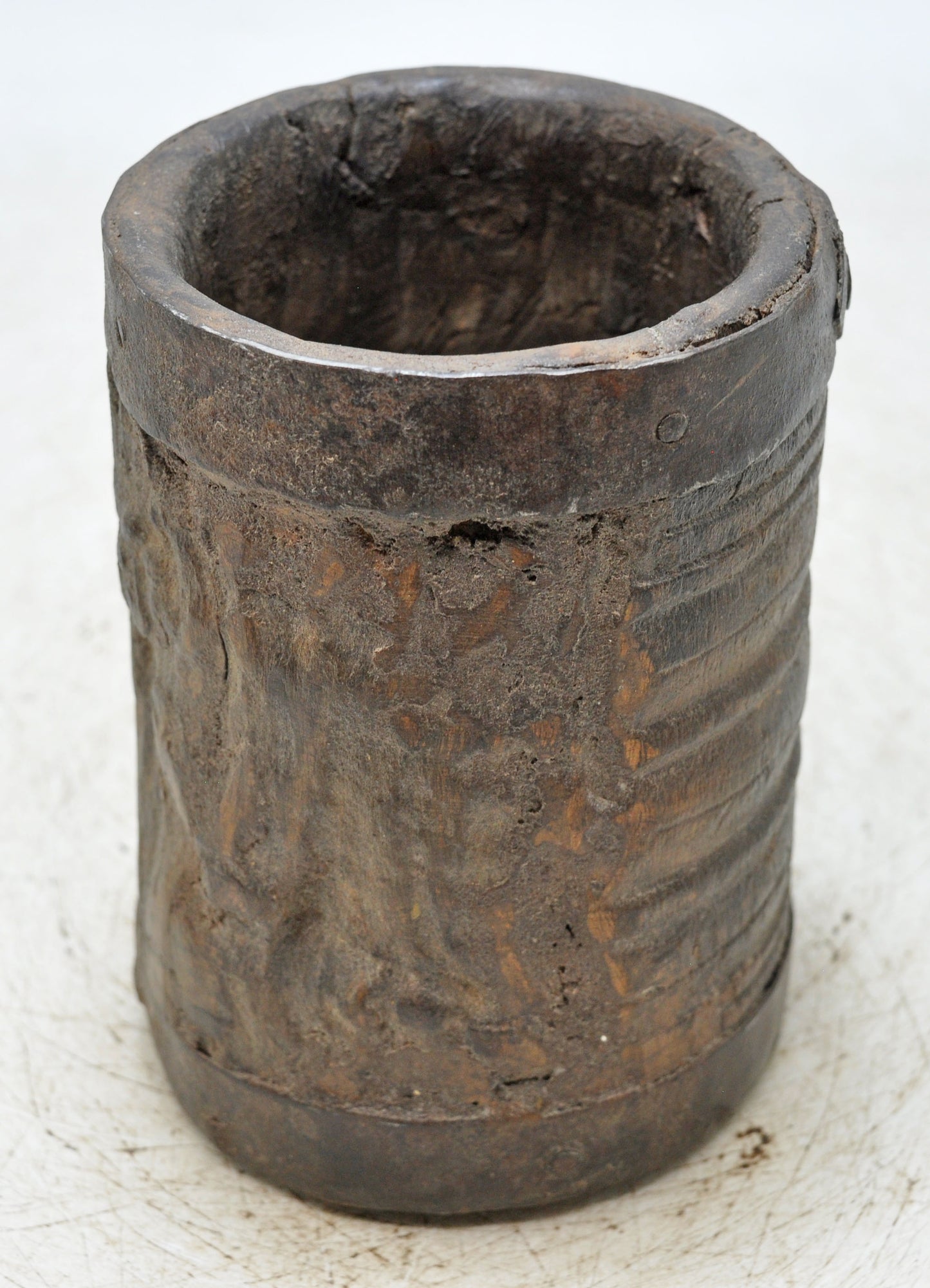 Antique Wooden Round Grain Measurement Paili Pot Original Old Hand Carved