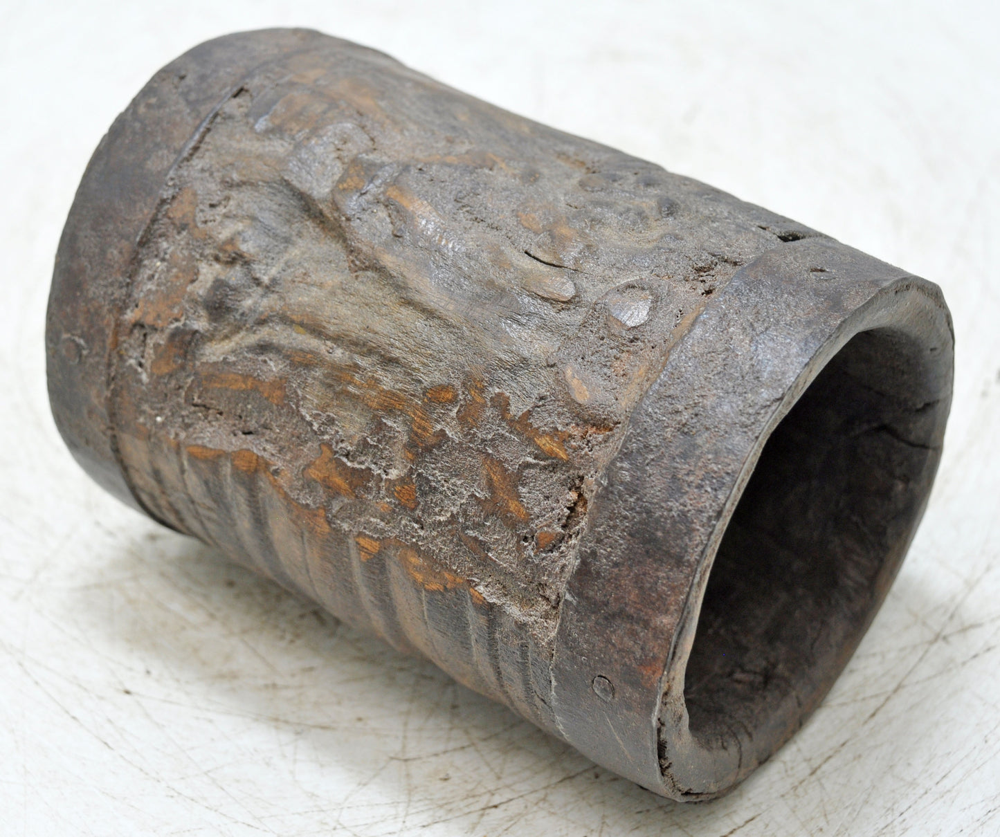 Antique Wooden Round Grain Measurement Paili Pot Original Old Hand Carved