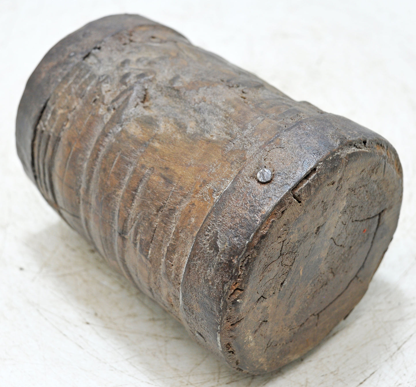 Antique Wooden Round Grain Measurement Paili Pot Original Old Hand Carved