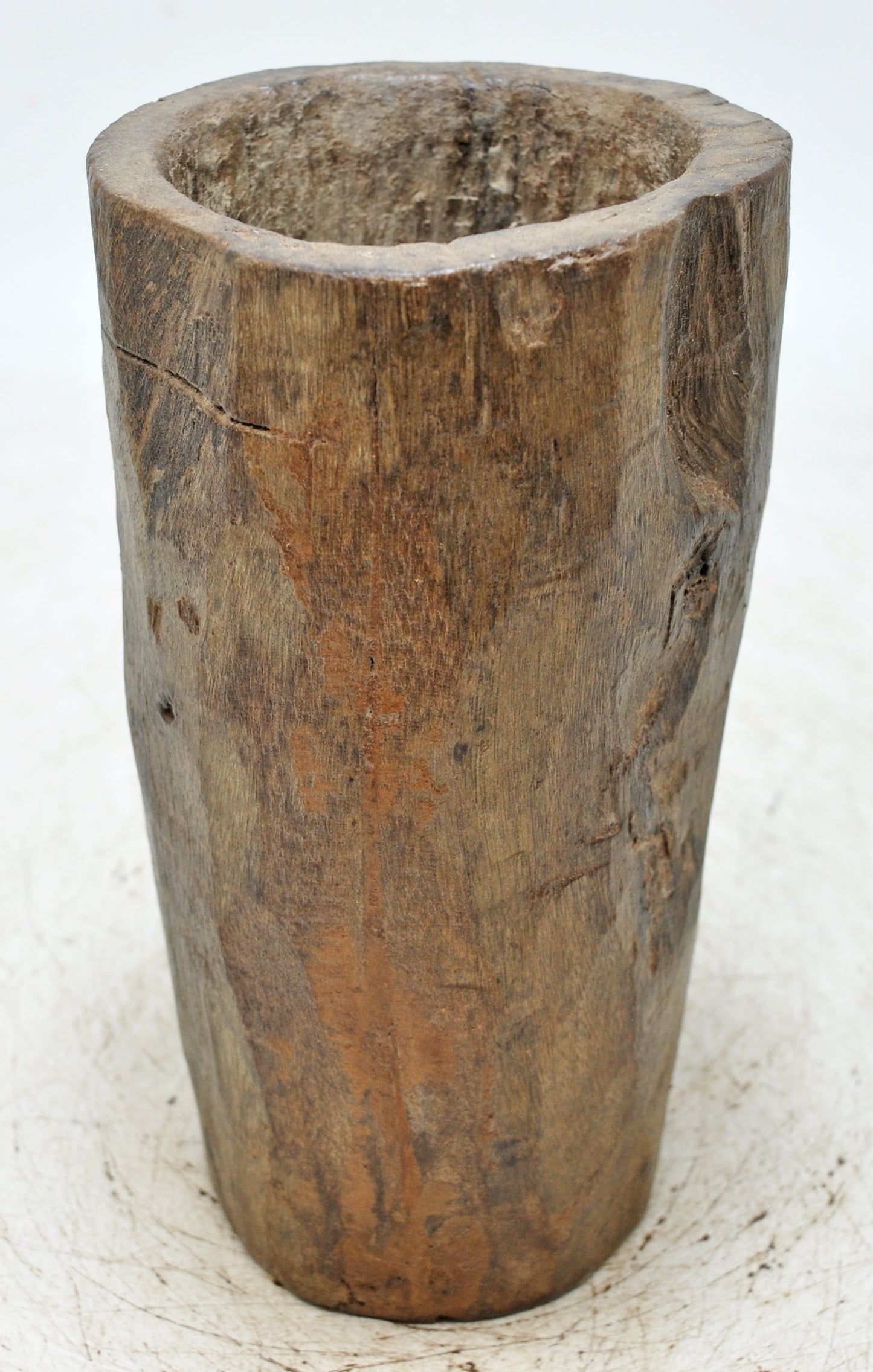 Antique Wooden Round Grain Measurement Paili Pot Original Old Hand Carved