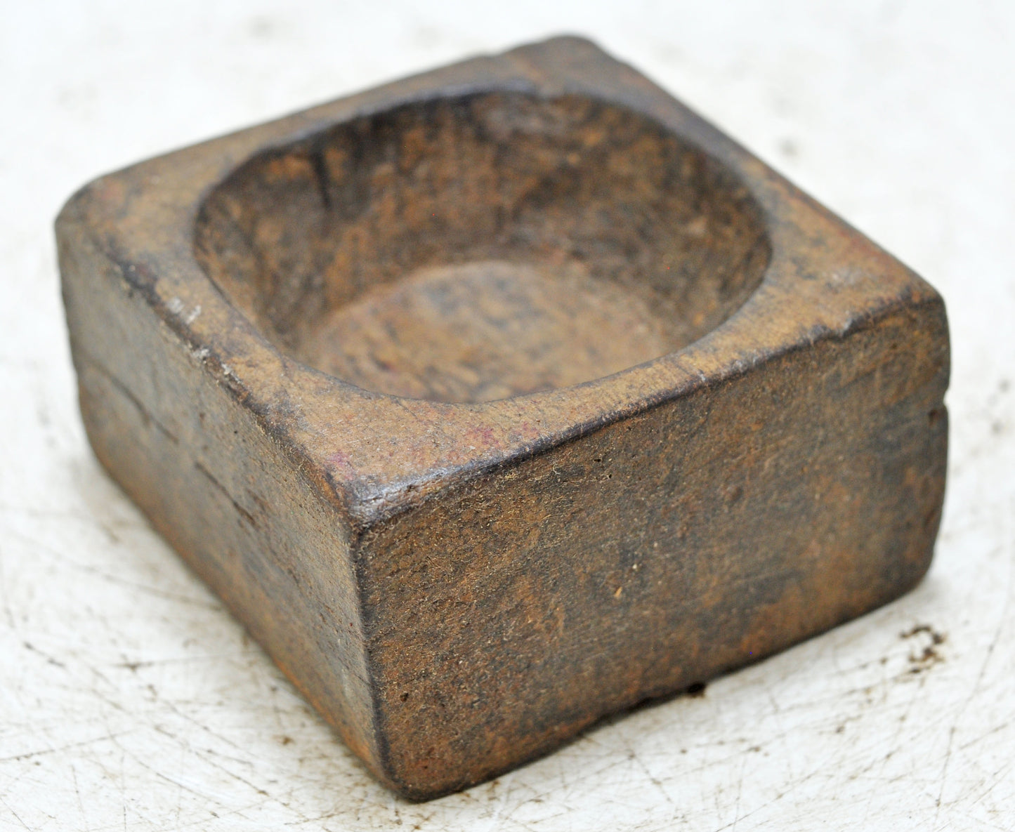 Antique Wooden Small Salt Spices Bowl Original Old Hand Carved