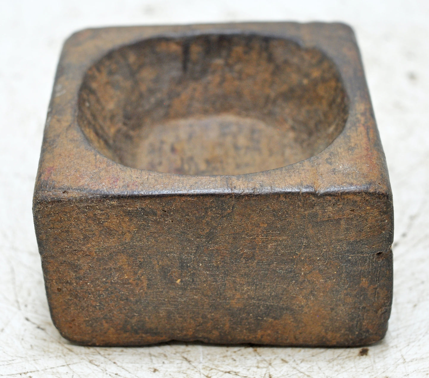 Antique Wooden Small Salt Spices Bowl Original Old Hand Carved