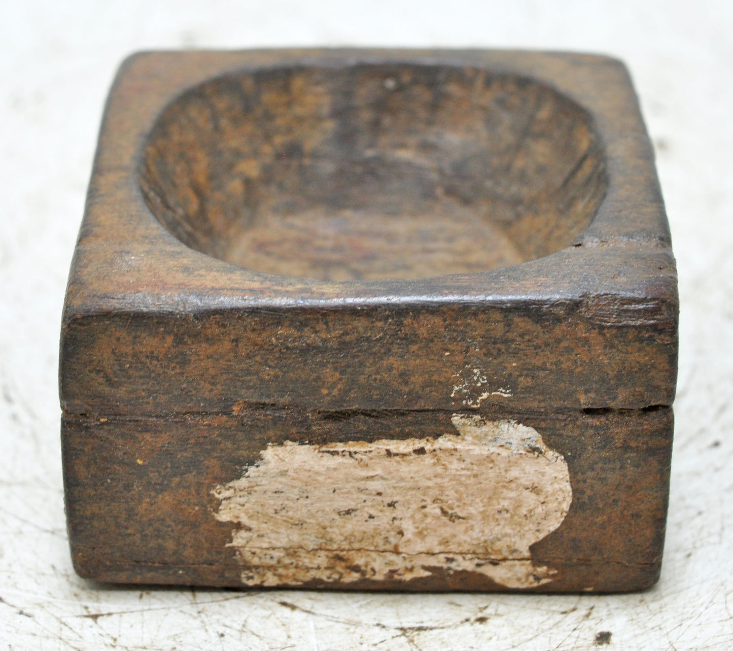 Antique Wooden Small Salt Spices Bowl Original Old Hand Carved