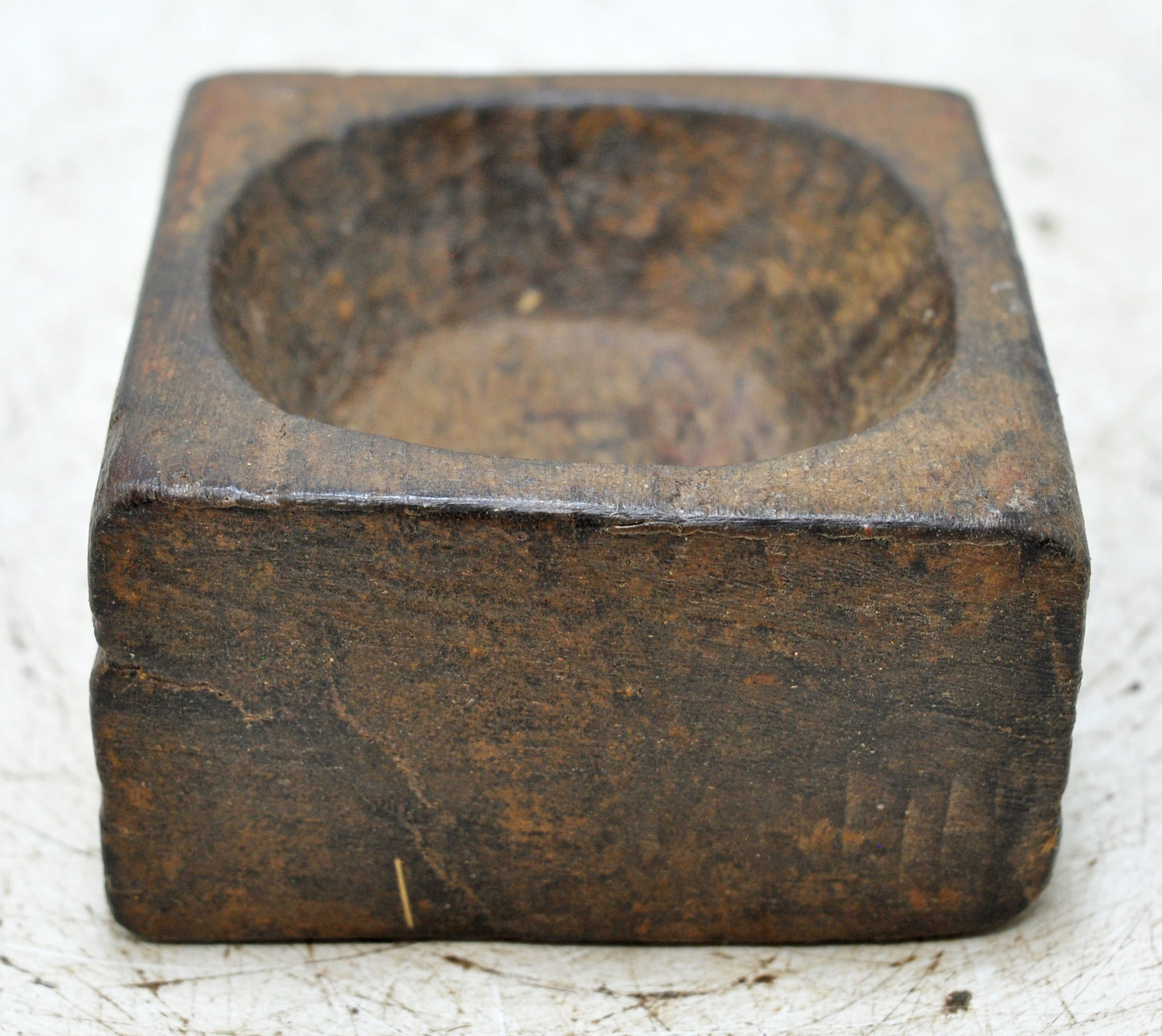 Antique Wooden Small Salt Spices Bowl Original Old Hand Carved
