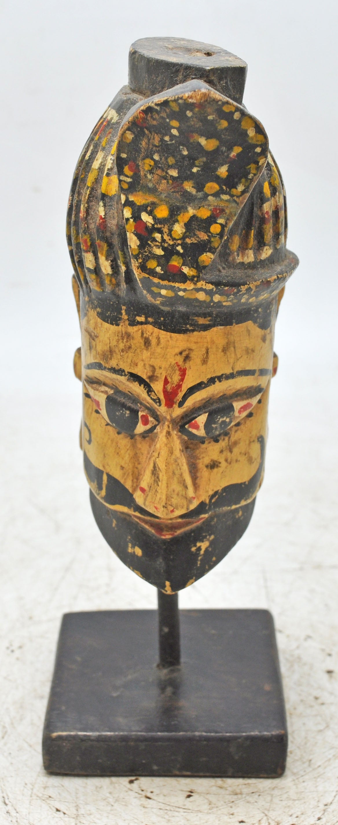 Vintage Wooden Puppet Head Bust Figurine Original Old Hand Carved Painted