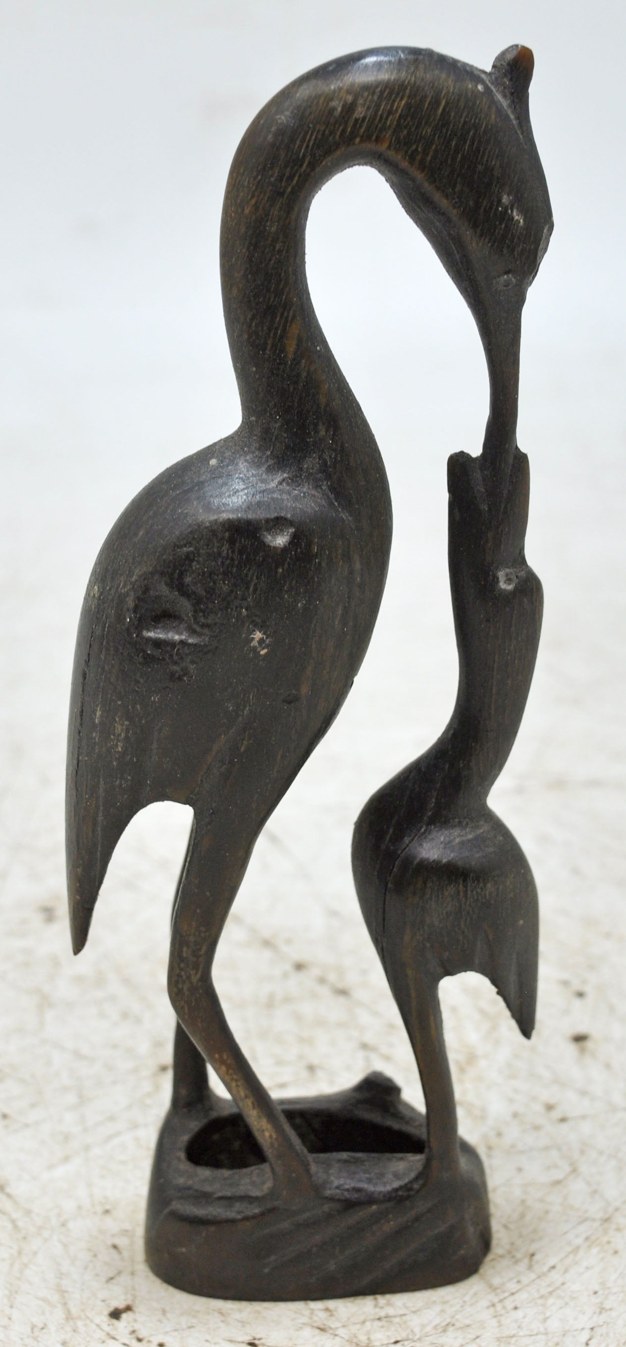 Antique Wooden 2 Cranes Bird Figurine Original Old Fine Hand Carved