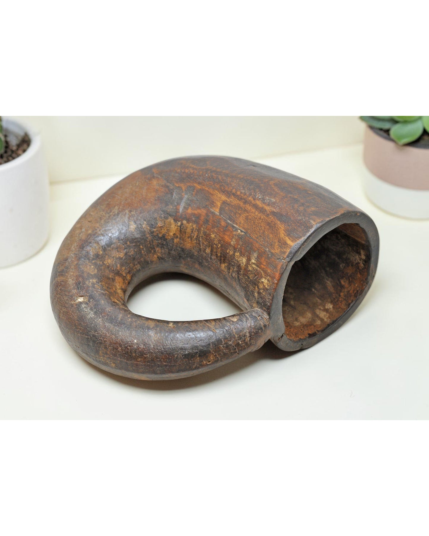 Antique Wooden Gun Powder Container Flask Original Old Fine Hand Carved