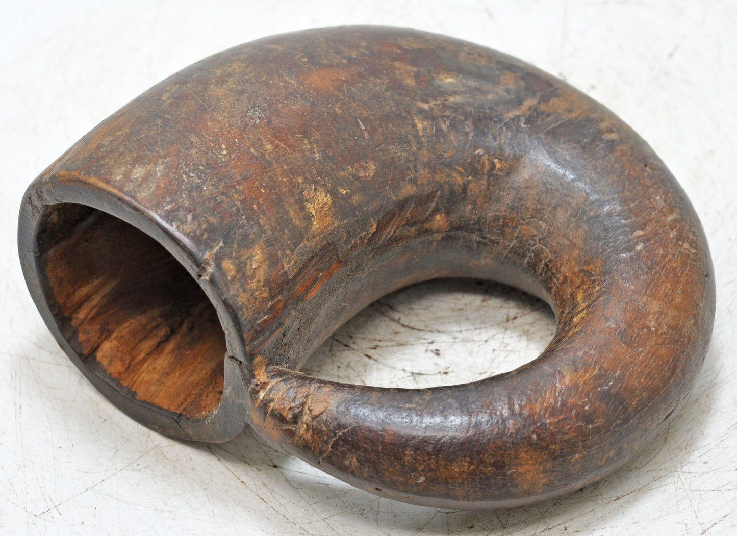 Antique Wooden Gun Powder Container Flask Original Old Fine Hand Carved