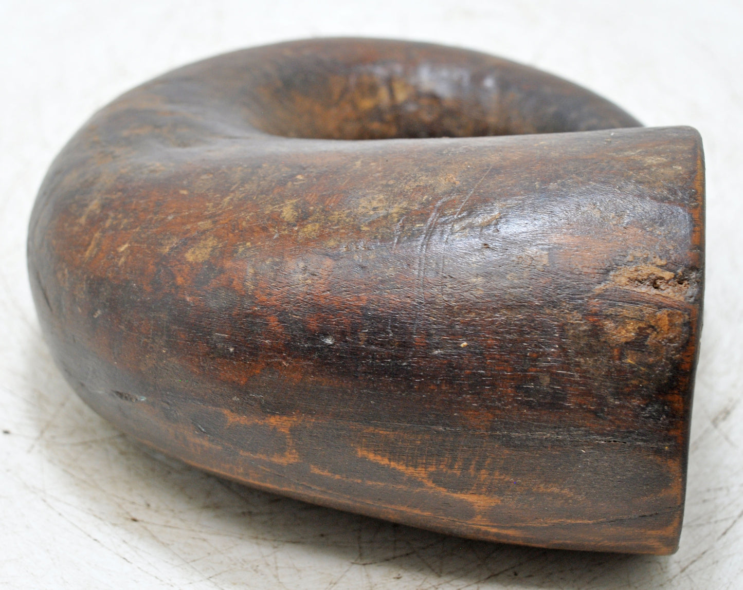 Antique Wooden Gun Powder Container Flask Original Old Fine Hand Carved