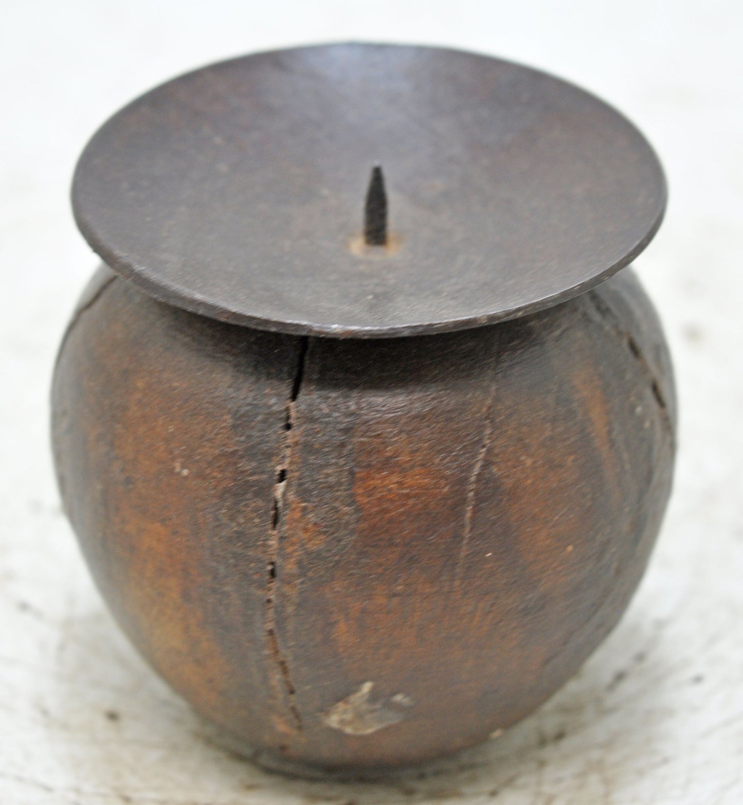 Vintage Wooden Small Apple Shaped Candle Holder Stand Original Old Hand Carved