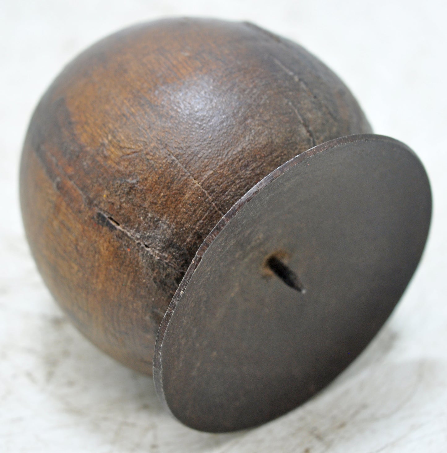 Vintage Wooden Small Apple Shaped Candle Holder Stand Original Old Hand Carved